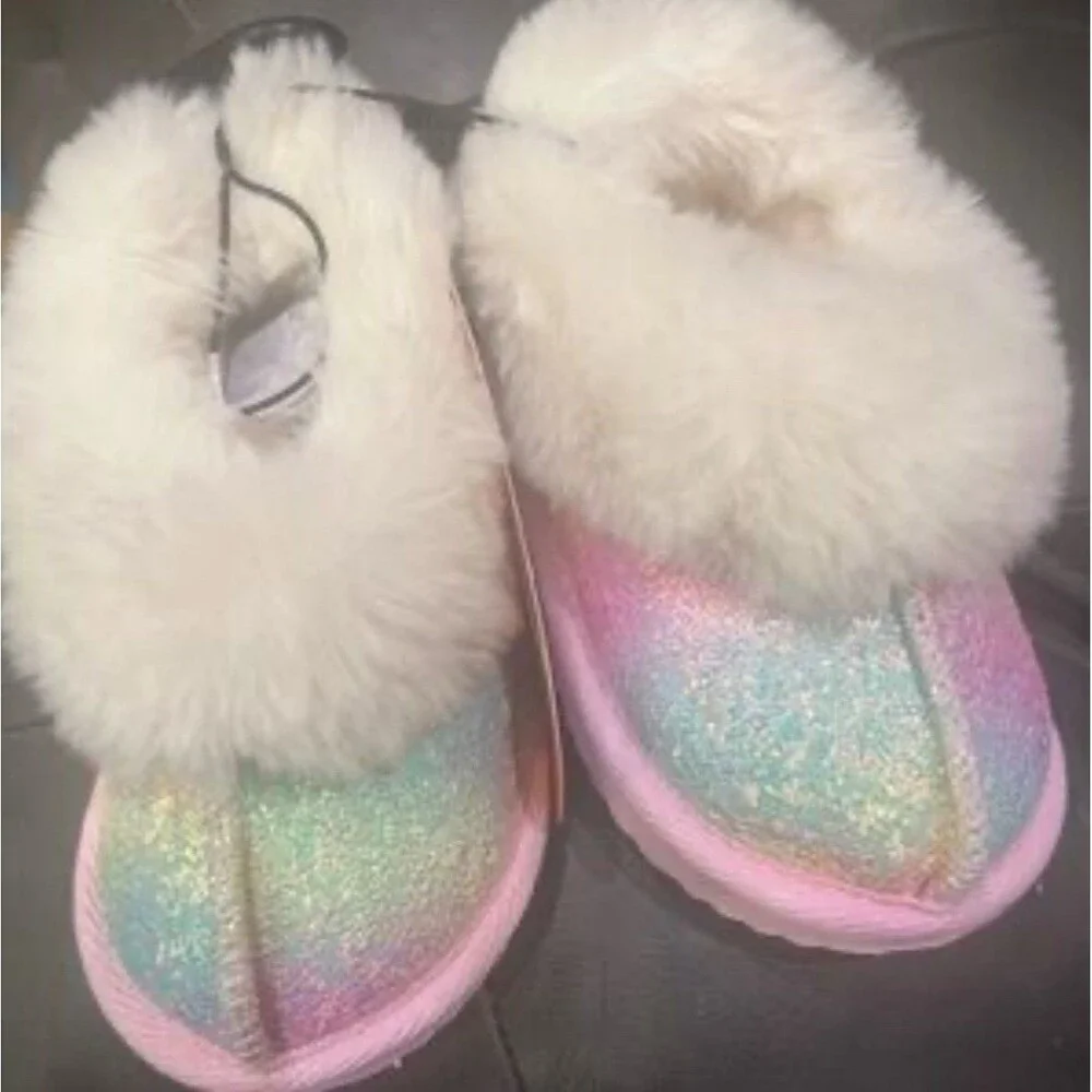 Sparkly pink Multicolor Baby Booties slippers toddler girl size 2,3,5 shoes